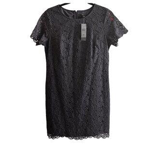 NEW Ann Taylor Dark Blue Lace overlay Mini Dress lined Womens petite 8P